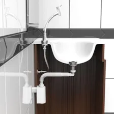 Sifão Universal Com Copo Blukit De Parede Branco Foto mini  2