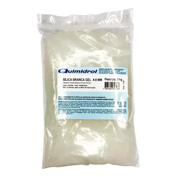 Sílica Gel Branca Desumidificante 4-8mm 1kg Foto 1