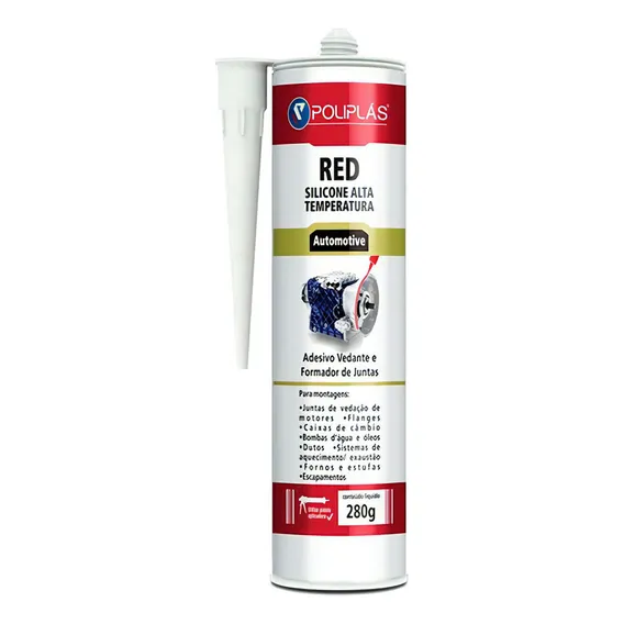 Silicone Acetico Alta Temperatura 280g Vermelho Poliplas Foto 1