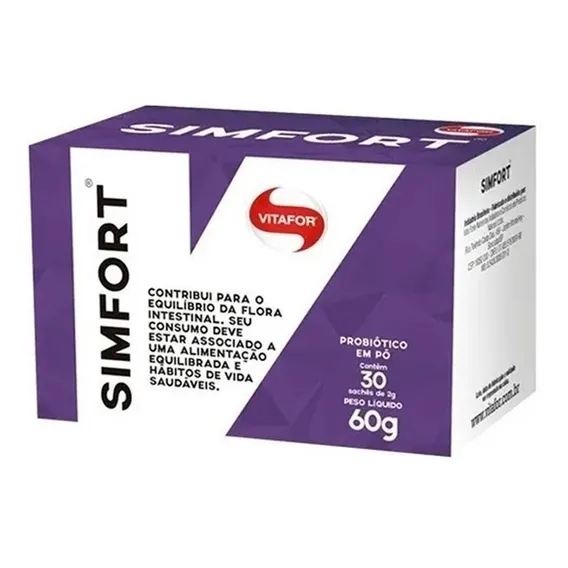 Simfort 30 Sachês 2g - Vitafor Probiotico Sabor Sem sabor Foto 1