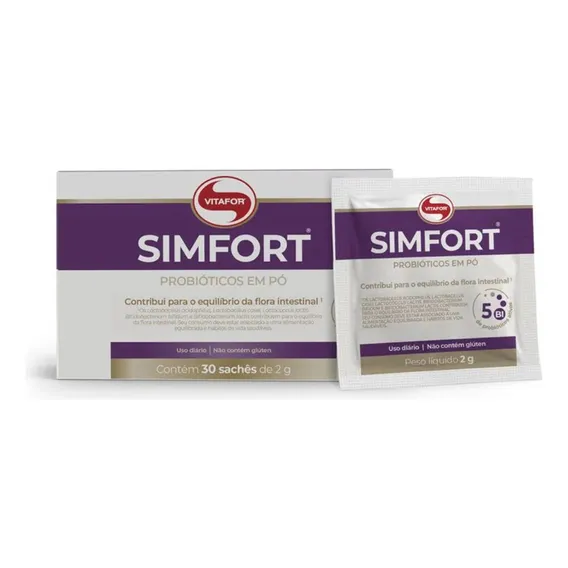 Simfort Probiótico 30 Sachês (2g Cada) Vitafor Sabor Único Foto 1