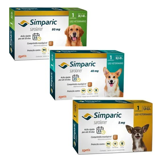 Simparic 5mg E 40mg E 80mg Com 1 Comprimido Antipulgas Foto 1