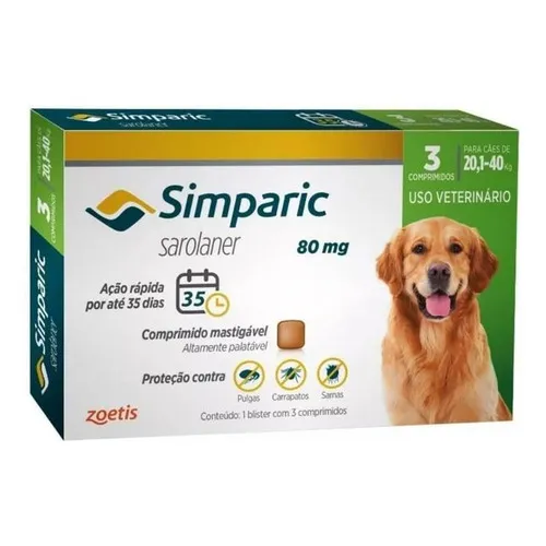 Simparic 80 Mg 20 A 40 Kg 3 Comprimidos - Full Foto 1