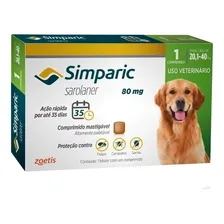 Simparic Caixa 1 Comprimido Cães 20 A 40 Kg 80 Mg Zoetis Foto  mini 1
