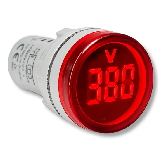 Sinaleiro VoltÃmetro Digital 22mm 20-500v Vermelho Ad16-22vm Foto 1