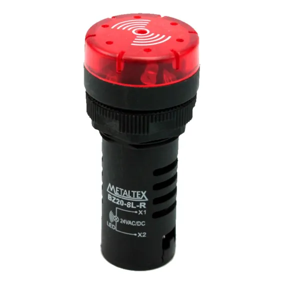 Sinalizador Sonoro Led Vermelho 48vca/cc 22mm Metaltex Foto 1