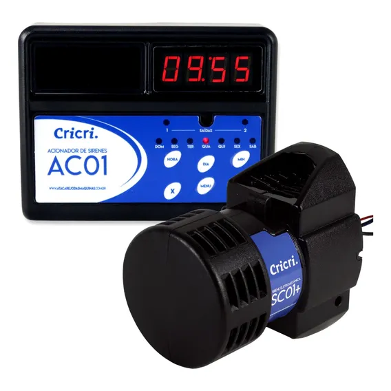 Sirene Escolar Com Acionador Automático Cricri 290 Programações Bivolt - Sinal De Escola Relógio Escolar Acionador De Sirene Programável Foto 1