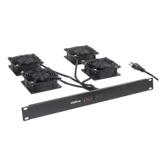 Sistema Kit Ventilação Rack 19' 4 Coolers Preto Ventiladores Intelbras KVR4V Foto 1