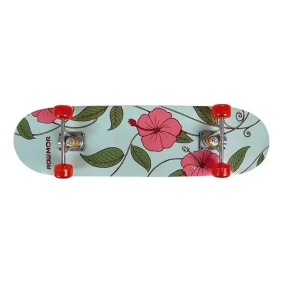 Skate Caveira Floral AlumÃnio Rodas Em Gel 79x20cm Mor Foto 1