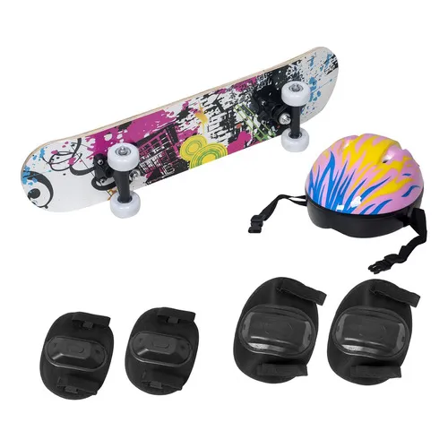 Skate Infantil Radical Iniciante Menina Menino 60 Cm Rosa Foto 1