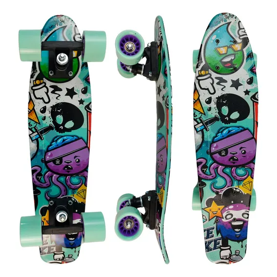 Skate Mini Cruiser Street Desenhos Dos 2 Lados Skate Penny Rodas Polvo Foto 1