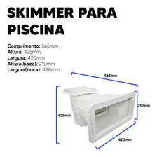 Skimmer Para Piscinas Alvenaria Fibra Abs Branco Boca Larga Foto mini  3