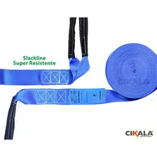 Slackline Azul Cinta 10mt Catraca + Alças + Bolsa Foto mini  3