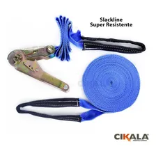 Slackline Azul Cinta 10mt Catraca + Alças + Bolsa Foto mini  2