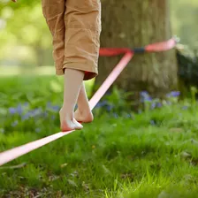 Slackline Laranja 15mts Com Fita E Catraca Esportes Radicais Foto mini  3