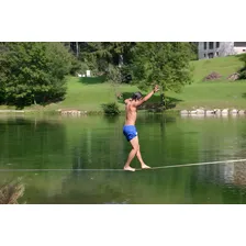 Slackline Laranja 15mts Com Fita E Catraca Esportes Radicais Foto mini 4