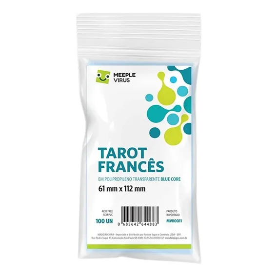 Sleeves: Tarot Francês Blue Core 61 X 112 Mm Meeple Vírus Foto 1