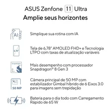 Smartphone Asus Zenfone 11 Ultra Snapdragon 8 Gen3 5g 256gb 12gb Ram Tela 6,78 Amoled Câm Tripla+self 32mp Black Foto mini 2