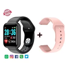 Smartwatch Para Celulares iPhone Motorola Xiaomi 2 Pulseiras Cor da pulseira Preto e Rosa Foto  mini 1