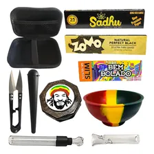 Smoking Tabacaria kit fumo dichavador case bag seda piteira de vidro cuia Foto mini 1