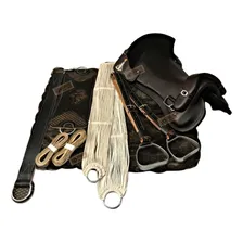 S贸 Hoje Jogo 10p莽s Sela Freio Ouro Santa Montaria Cavalo Cor Preto Foto mini 2