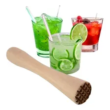 Socador Amassador De Madeira Bebida Caipirinha Fruta Barman Cor Bege Foto mini 4