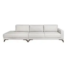 Sofá 2 Lugares 337cm Com Chaise Pés Em Imbuia Veludo Foto mini  2