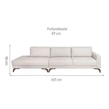 Sofá 2 Lugares 337cm Com Chaise Pés Em Imbuia Veludo Foto mini  3
