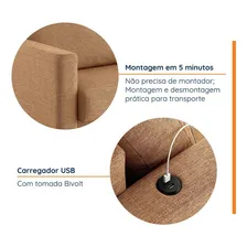 Sofá 2 Lugares Com Usb Em Linho Antúrio Cabecasa Foto mini 3