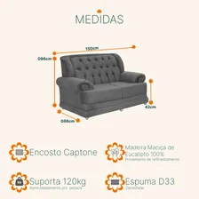 Sofá 2 Lugares Suede Finlândia Cinza - Sofá Casa Foto mini 3