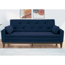 Sofá 2,08 Metros Linoforte Nature, 4 Lugares, Suede Veludo Cor Azul-petróleo Foto mini 4