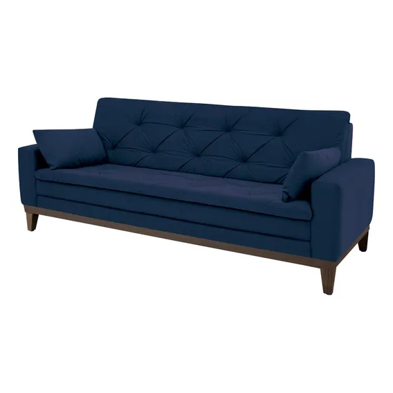 Sofá 2,08 Metros Linoforte Nature, 4 Lugares, Suede Veludo Cor Azul-petróleo Foto 1