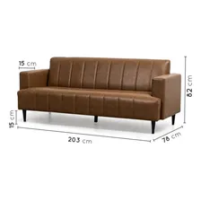 Sofá 3 Lugares 203cm Em Corino Uvaia Cabecasa Foto mini  3