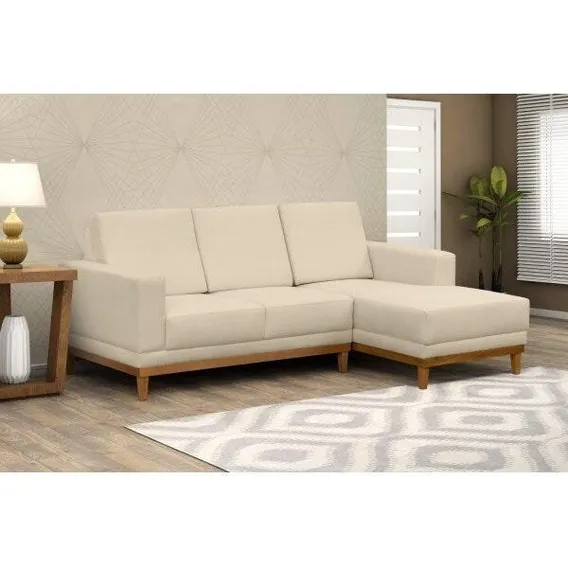 Sofá 3 Lugares Com Chaise Cronus D Monegatto Marfim Hdwt Foto 1