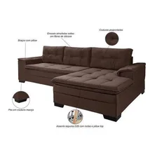 Sofá 3 Lugares Com Chaise Suede Aveludado Império Foto mini 2
