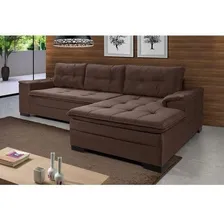 Sofá 3 Lugares Com Chaise Suede Aveludado Império Foto mini 1