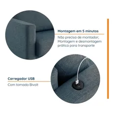 Sofá 3 Lugares Com Usb Em Linho Antúrio Cabecasa Foto mini  3