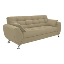 Sofá 3 Lugares Larissa Ii Suede Bege Cor Marrom-claro Foto  mini 1