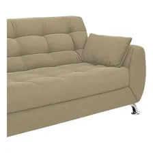 Sofá 3 Lugares Larissa Ii Suede Bege Cor Marrom-claro Foto mini 4