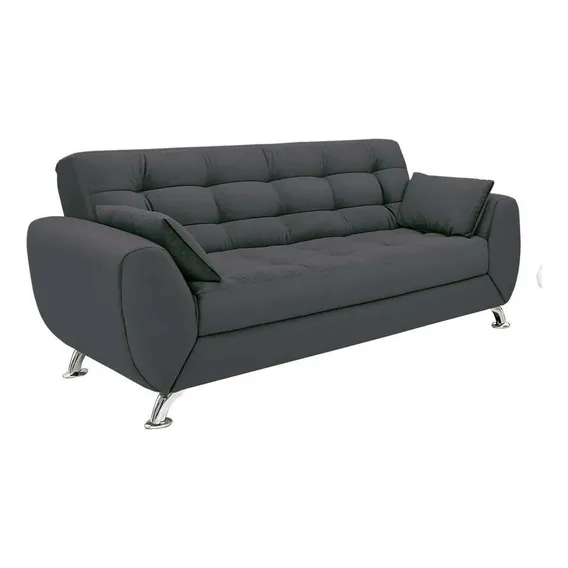 Sofá 3 Lugares Larissa Suede Cinza Foto 1