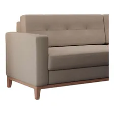 Sofá 3 Lugares Living Base De Madeira Linho Cotton Bege 2.. Cor Marrom-claro Foto mini 4