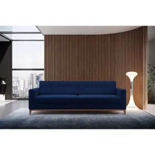 Sofá 3 Lugares Living Linho Cotton Azul Marinho 210 Cm Foto mini  2