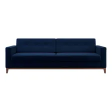 Sofá 3 Lugares Living Linho Cotton Azul Marinho 210 Cm Foto mini  3