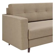 Sofá 3 Lugares Living Pé Palito Linho Cotton Bege 210 Cm Foto mini 4
