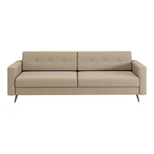 Sofá 3 Lugares Living Pé Palito Linho Cotton Bege 210 Cm Foto mini  3