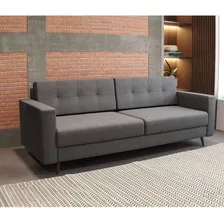 Sofá 3 Lugares Living Pé Palito Linho Cotton Cinza 180 Cm Foto mini  2