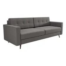 Sofá 3 Lugares Living Pé Palito Linho Cotton Cinza 180 Cm Foto  mini 1