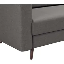 Sofá 3 Lugares Living Pé Palito Linho Cotton Cinza 180 Cm Foto mini 4