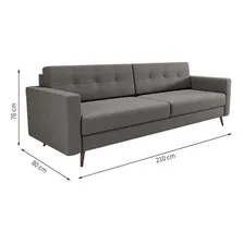 Sofá 3 Lugares Living Pé Palito Linho Cotton Cinza 210 Cm Foto mini 1