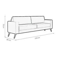 Sofá 3 Lugares Living Pé Palito Linho Cotton Cinza 210 Cm Foto mini 4